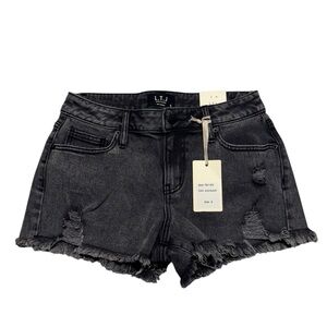 Letter To Juliet Acid Black Gray Distressed Jean Short Womens Small NWT Casual